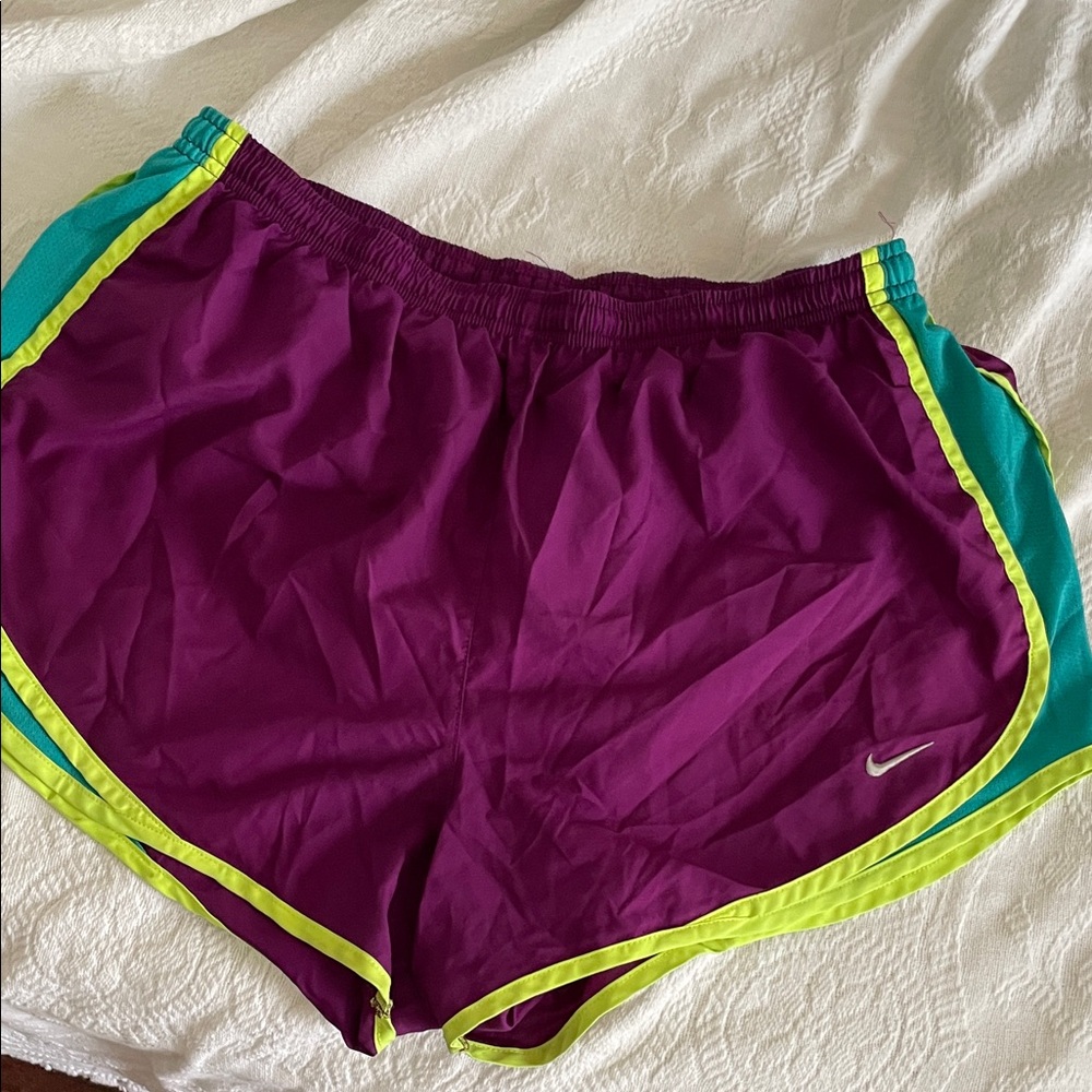 Nike Purple and Green Pro Tempo Running Shorts